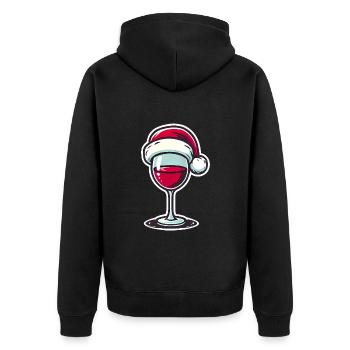 Festive Wine Glass with Santa Hat - Unisex Premium Organic Zip Hoodie - black - Back - Nico (187cm)