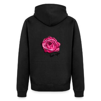 Je t’aime avec la fleur de rose - Veste à capuche bio Premium Unisexe - noir - Dos - Nico (187cm)