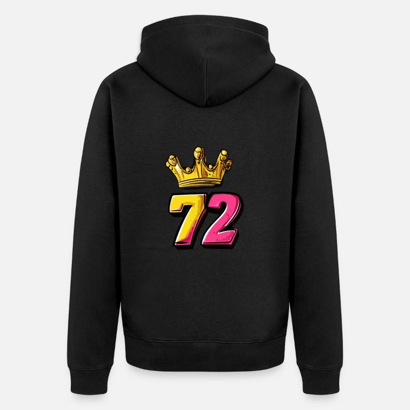 72 Numéro Jersey Couronne - Veste à capuche bio Premium Unisexe - noir