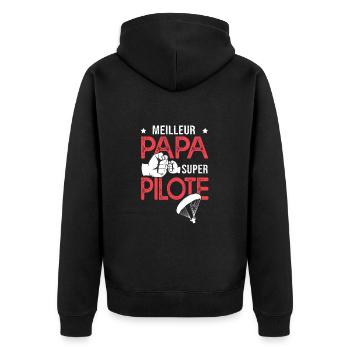 Cadeau papa meilleur papa pilote de parapente - Veste à capuche bio Premium Unisexe - noir - Dos - Nico (187cm)