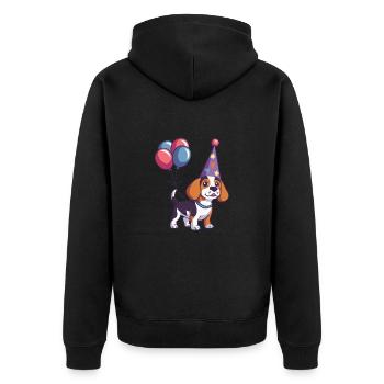 Beagle Hunde Geburtstag Baby - Unisex Premium Bio Zip Hoodie - Schwarz - Hinten - Nico (187cm)