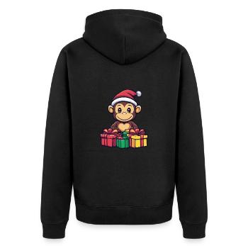 Monkey Christmas Gifts - Unisex Premium Organic Zip Hoodie - black - Back - Nico (187cm)