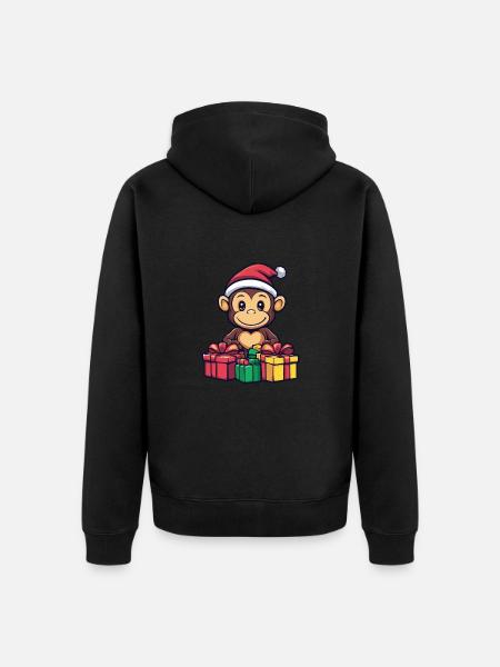 Monkey Christmas Gifts - Unisex Premium Organic Zip Hoodie - black
