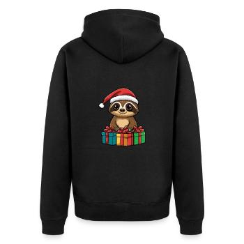 Faultier Weihnachten Geschenke - Unisex Premium Bio Zip Hoodie - Schwarz - Hinten - Nico (187cm)