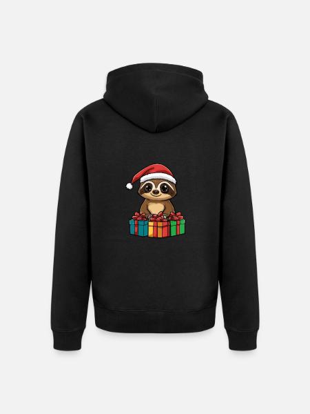 Sloth Christmas Gifts - Unisex Premium Organic Zip Hoodie - black