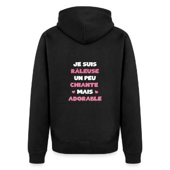 Je Suis Râleuse Un Peu Chiante Mais Adorable - Veste à capuche bio Premium Unisexe - noir - Dos - Nico (187cm)