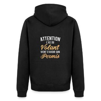Jeune conducteur Pour Permis Conduire - Veste à capuche bio Premium Unisexe - noir - Dos - Nico (187cm)