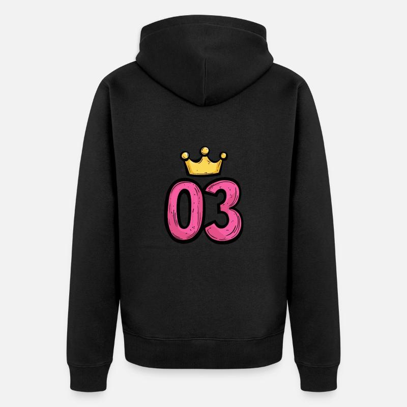 Couronne à 3 chiffres - Veste à capuche bio Premium Unisexe - noir