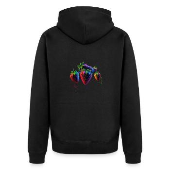 BEAUTIFUL STRAWBERRIES - Unisex Premium Organic Zip Hoodie - black - Back - Nico (187cm)