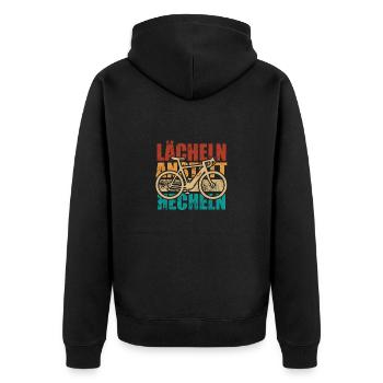 E-Bike - Lächeln statt hecheln - Geschenk - Unisex Premium Bio Zip Hoodie - Schwarz - Hinten - Nico (187cm)