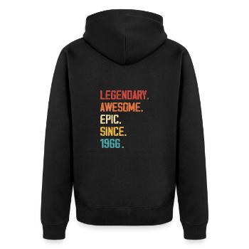 Episch und legendär geboren 1966: 58. Geburtstag - Unisex Premium Bio Zip Hoodie - Schwarz - Hinten - Nico (187cm)