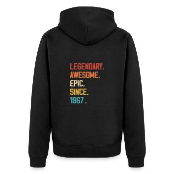 Epic and Legendary born in 1967: 57th anniversary - Unisex Premium Organic Zip Hoodie - black - Back - Nico (187cm)