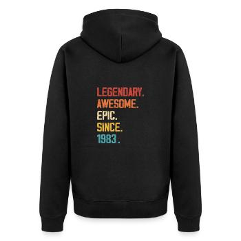 Épique et Légendaire né en 1983 : 41e anniversaire - Veste à capuche bio Premium Unisexe - noir - Dos - Nico (187cm)