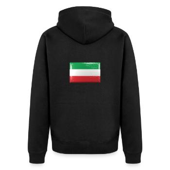 Italien Flagge Fahne Blechschild-Optik - Unisex Premium Bio Zip Hoodie - Schwarz - Hinten - Nico (187cm)