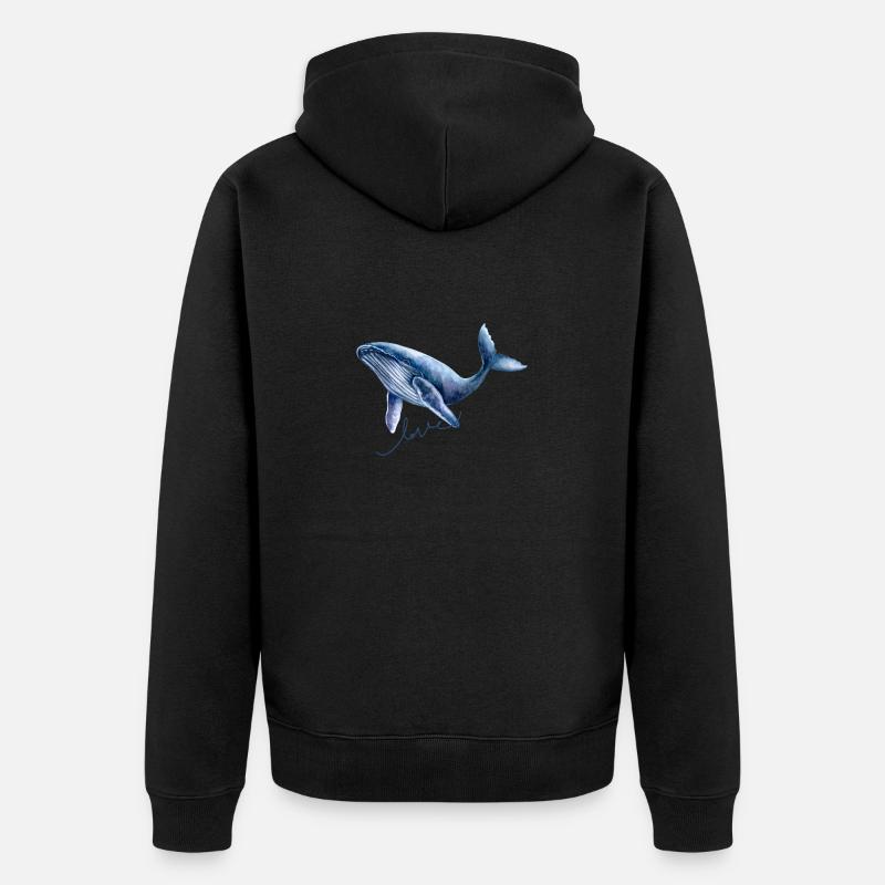 baleine amour baleine bleue illustration - Veste à capuche bio Premium Unisexe - noir
