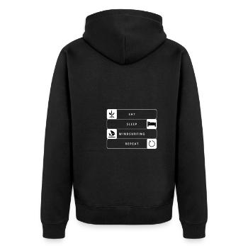Eat Sleep Windsurfing Repeat Windsurfen Sport - Unisex Premium Bio Zip Hoodie - Schwarz - Hinten - Nico (187cm)