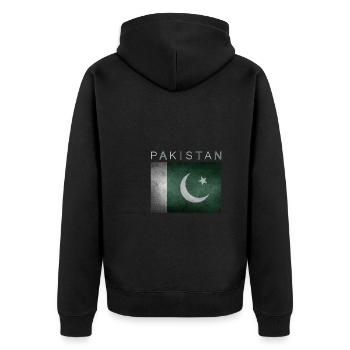 Pakistan Flagge - Unisex Premium Bio Zip Hoodie - Schwarz - Hinten - Nico (187cm)