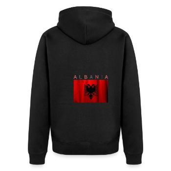 Albania Flag Tirana - Unisex Premium Organic Zip Hoodie - black - Back - Nico (187cm)