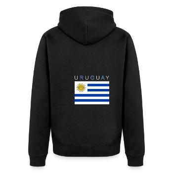 Uruguay Flagge Montevideo - Unisex Premium Bio Zip Hoodie - Schwarz - Hinten - Nico (187cm)