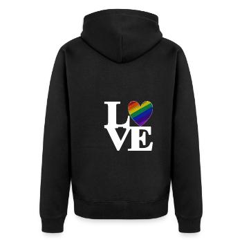 Love Colorful Heart LGBT Funny - Unisex Premium Organic Zip Hoodie - black - Back - Nico (187cm)