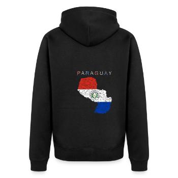 Paraguay Karte Flagge - Unisex Premium Bio Zip Hoodie - Schwarz - Hinten - Nico (187cm)