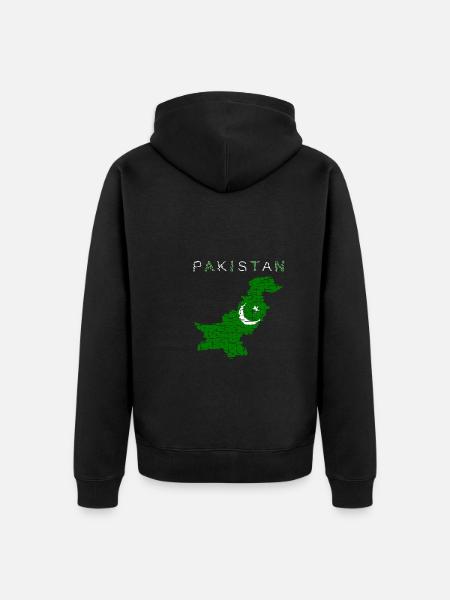 Pakistan Map Flag - Unisex Premium Organic Zip Hoodie - black
