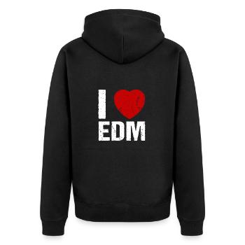 I love EDM Techno House Music - Unisex Premium Organic Zip Hoodie - black - Back - Nico (187cm)