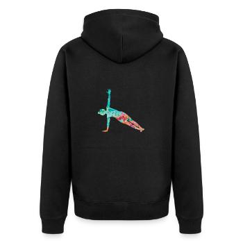 Yoga et Pilates dans PopArt - Veste à capuche bio Premium Unisexe - noir - Dos - Nico (187cm)