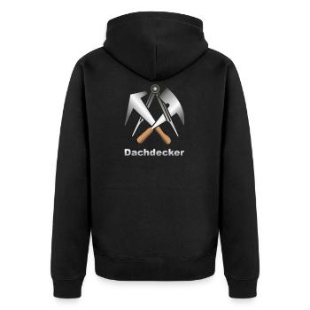 Handwerkszeichen Dachdecker - Unisex Premium Bio Zip Hoodie - Schwarz - Hinten - Nico (187cm)