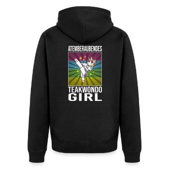 Teakwondo - Unisex Premium Bio Zip Hoodie - Schwarz - Hinten - Nico (187cm)