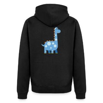 fröhlicher Dinosaurier Kuscheltier Kind süß Urzeit - Unisex Premium Bio Zip Hoodie - Schwarz - Hinten - Nico (187cm)