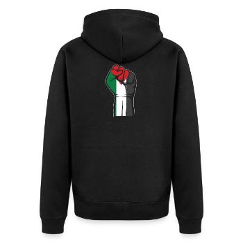 Palästina Faust Geschenk Gaza Streifen Patriot - Unisex Premium Bio Zip Hoodie - Schwarz - Hinten - Nico (187cm)