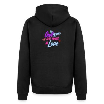 Owl predator bird gift animal colorful - Unisex Premium Organic Zip Hoodie - black - Back - Nico (187cm)