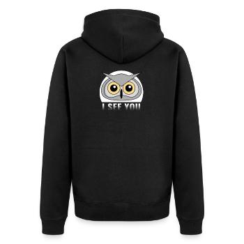 Chouette - Je te vois cadeau yeux prédateur animal - Veste à capuche bio Premium Unisexe - noir - Dos - Nico (187cm)