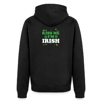 Küss mich, ich bin aus Irland Geschenk grün Motiv - Veste à capuche bio Premium Unisexe - noir - Dos - Nico (187cm)