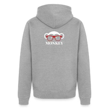 Affe mit Hipster Brille Geschenk Mensch - Unisex Premium Bio Zip Hoodie - Grau meliert - Hinten - Nico (187cm)