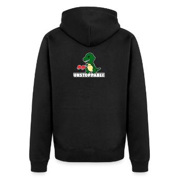 T Rex Dino ist unaufhaltbar Geschenk Dinosaurier - Unisex Premium Bio Zip Hoodie - Schwarz - Hinten - Nico (187cm)