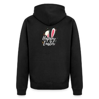 Frohe Ostern Hasen Schlappohren Geschenk Tier Spaß - Unisex Premium Bio Zip Hoodie - Schwarz - Hinten - Nico (187cm)