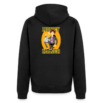 Young business man with laptop and swivel chair - Unisex Premium Organic Zip Hoodie - black - Back - Nico (187cm)