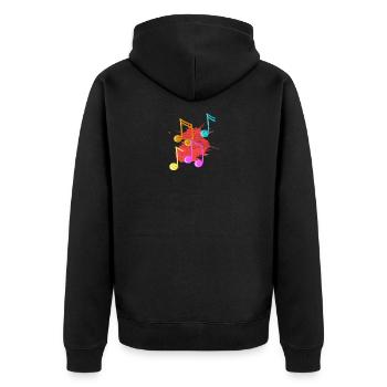 Musik Noten bunt vintage Musiker musizieren Klang - Unisex Premium Bio Zip Hoodie - Schwarz - Hinten - Nico (187cm)