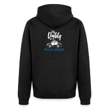Polizei Polizist Gesellschaft Auto Blaulicht blau - Unisex Premium Bio Zip Hoodie - Schwarz - Hinten - Nico (187cm)