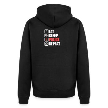 Mangez la police de sommeil répéter le cadeau - Veste à capuche bio Premium Unisexe - noir - Dos - Nico (187cm)