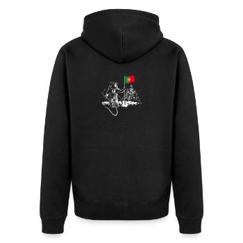 Portugal - Unisex Premium Organic Zip Hoodie - black - Back - Nico (187cm)