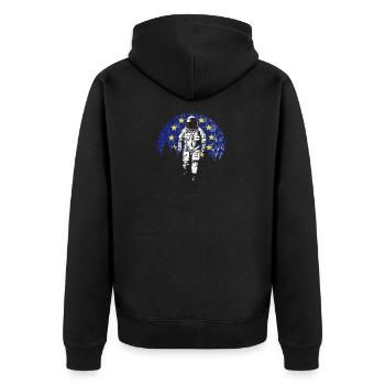 Astronaut Mond Europa Flagge EU Euro - Unisex Premium Bio Zip Hoodie - Schwarz - Hinten - Nico (187cm)