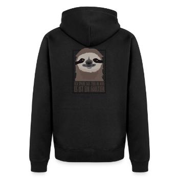 Faultier Geschenk Party Spruch Wildnis Faulenzer - Unisex Premium Bio Zip Hoodie - Schwarz - Hinten - Nico (187cm)