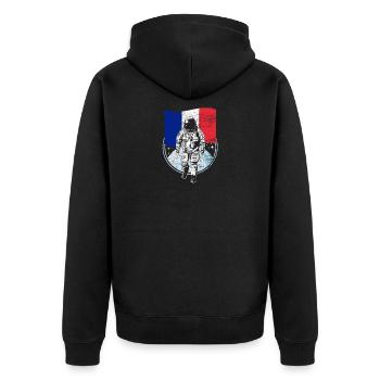 Drapeau de la France dans l'espace des astronautes Lune - Veste à capuche bio Premium Unisexe - noir - Dos - Nico (187cm)
