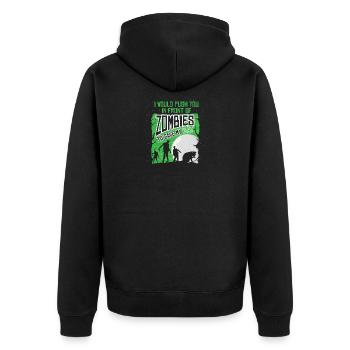 Katze retten vor Zombies schubsen - Unisex Premium Bio Zip Hoodie - Schwarz - Hinten - Nico (187cm)