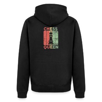 Chess Queen Queen Crown Chess Mat Gift - Unisex Premium Organic Zip Hoodie - black - Back - Nico (187cm)