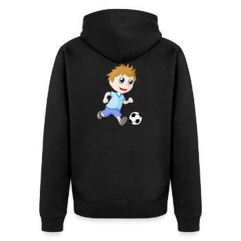 Kleiner Fußball Junge - Unisex Premium Bio Zip Hoodie - Schwarz - Hinten - Nico (187cm)