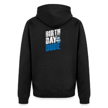 Geburtstag Birthday vintage Geschenk schenken - Unisex Premium Bio Zip Hoodie - Schwarz - Hinten - Nico (187cm)